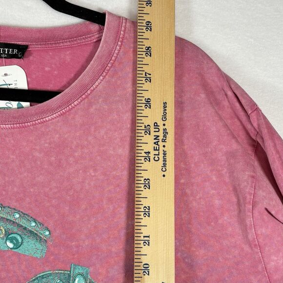 Zutter T Shirt Pink With Blue 3D Puff Boots Graphic Western Top - Picture 5 of 7